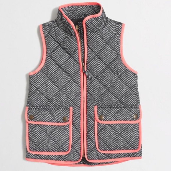 Herringbone Quilted J Crew Vest Herringbone Black And White